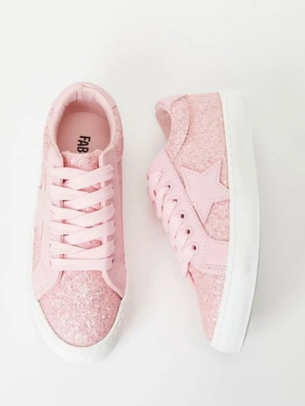 NWOT Pink Glitter Star Kids Sneakers, Size 13